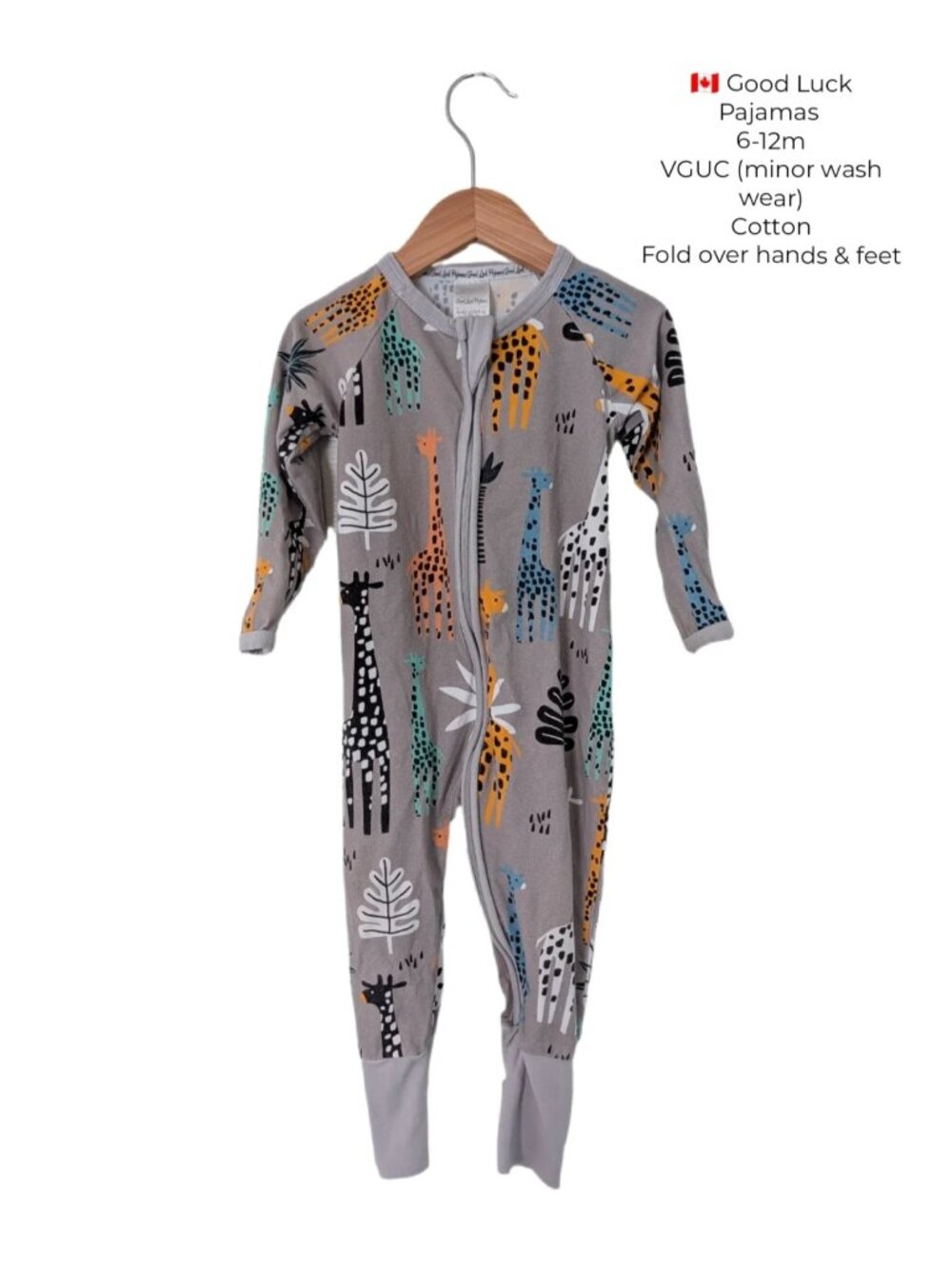 Good Luck Pajamas Giraffe Sleeper Romper 6-12m Baby clothes